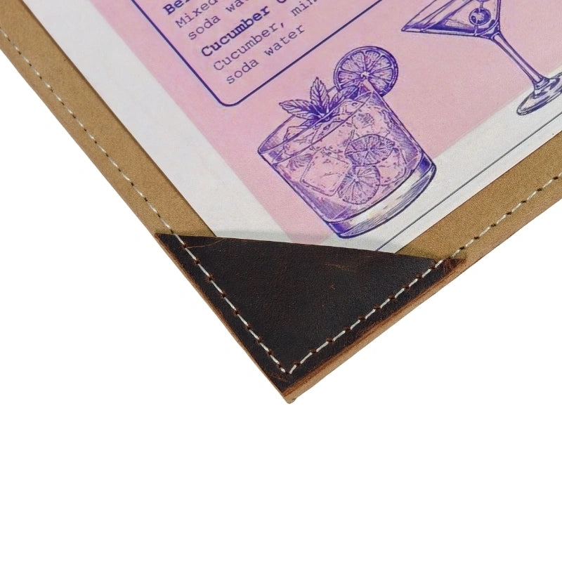 Handcrafted Leather Menu Cover with Corners