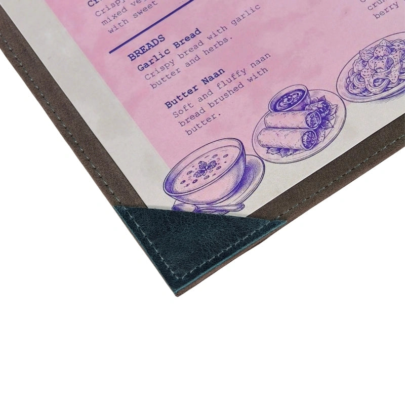 Handcrafted Leather Menu Cover with Corners