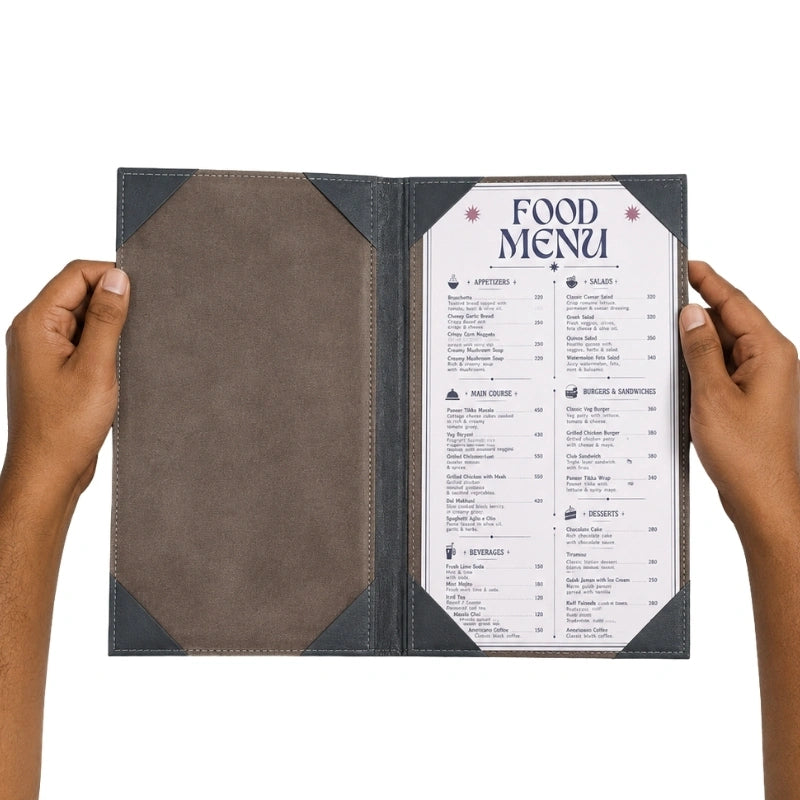 Menu Covers Leather - Customized Dark Slate Menu Cover