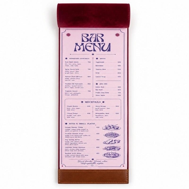 Premium Brown Leather Menu Cover