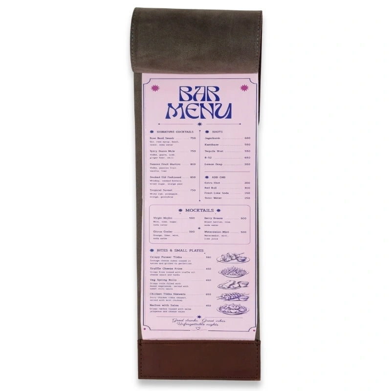 Premium Brown Leather Menu Cover