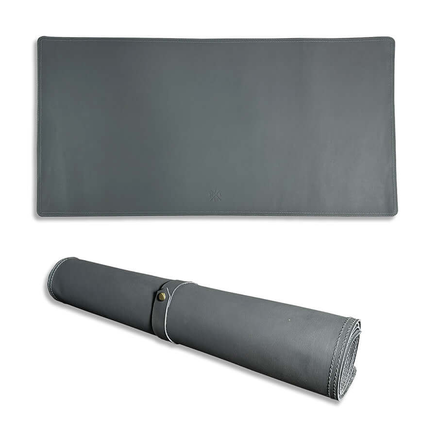 grey leather table mat