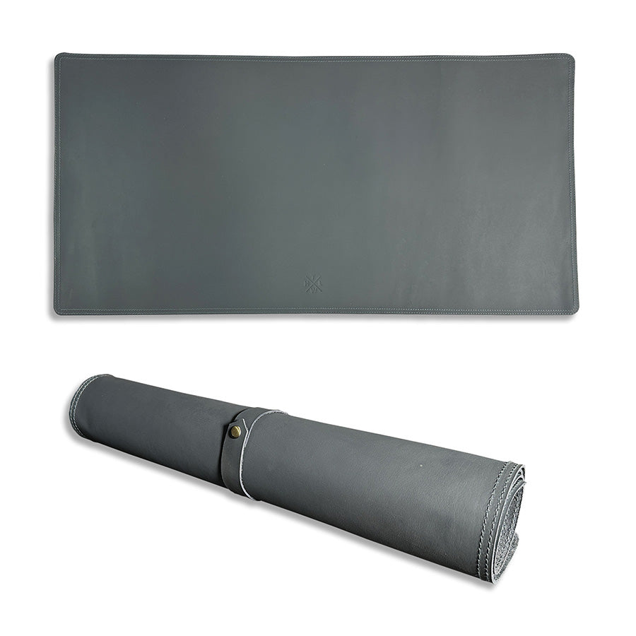 grey leather table mat