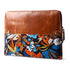 leather and fabric zipper laptop sleeve front