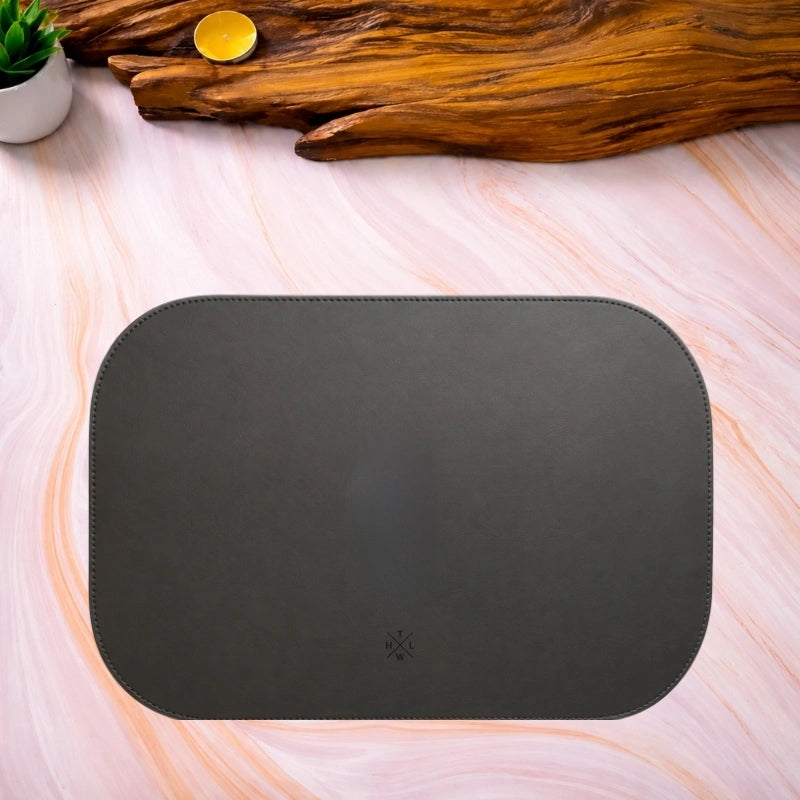 Black Leather Placemats for Table