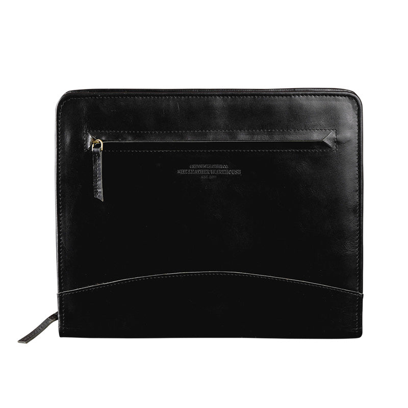 leather file folder black front