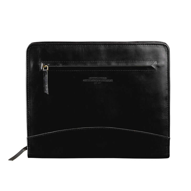 leather file folder black front