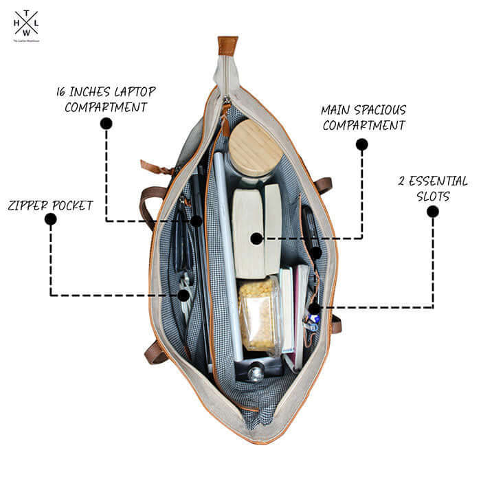 canvas handbag for women open