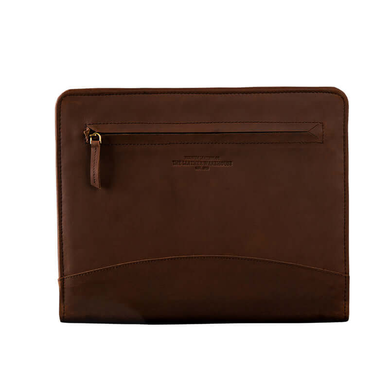 brown leather a4 mobile file folder