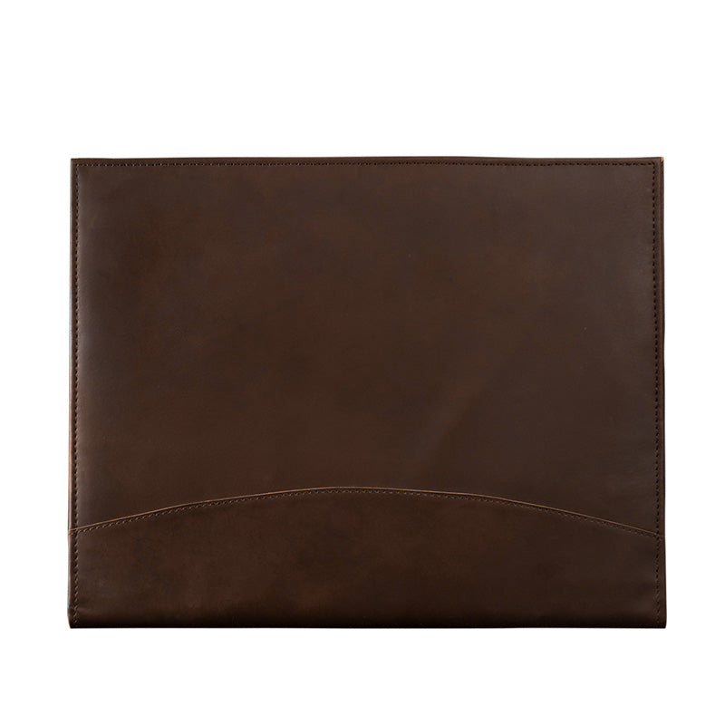 brown leather file organizer front
