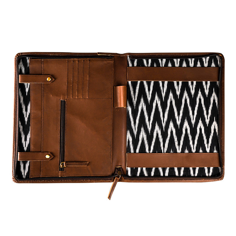 leather file folder brown