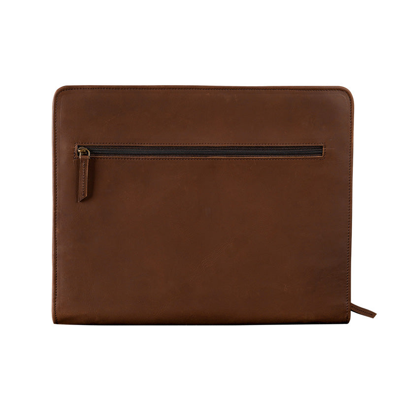 back leather file folder brown
