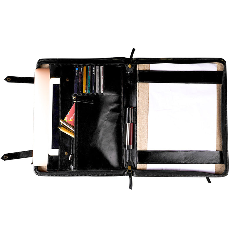 Leather legal portfolio zipper