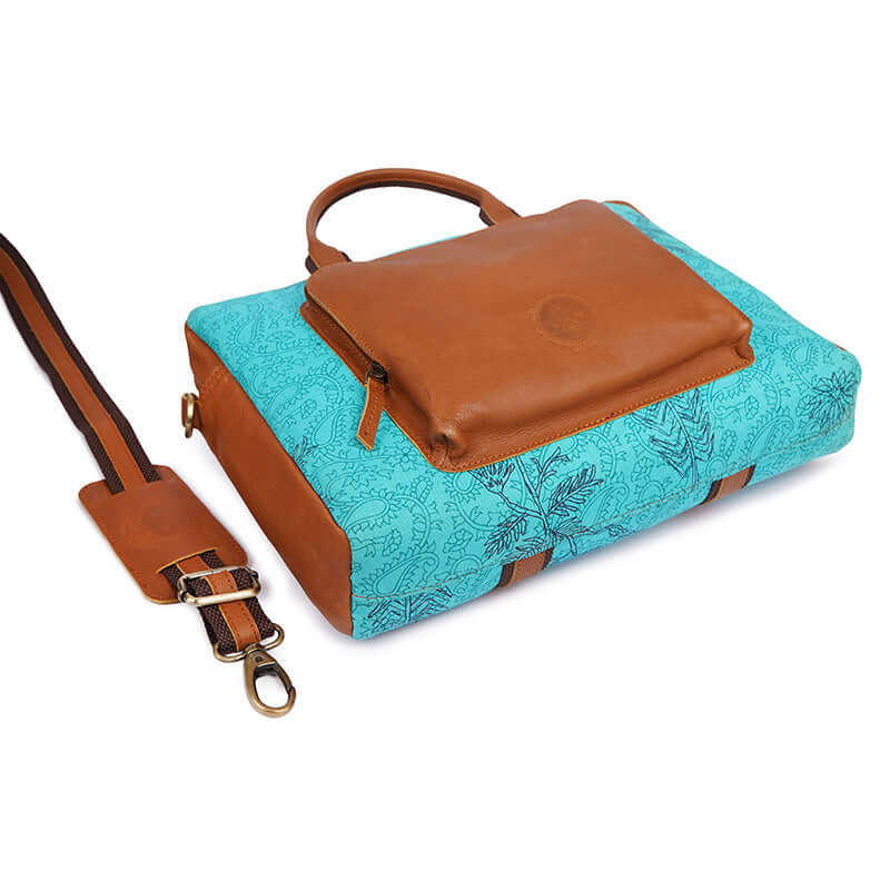 Flower print laptop bag front pocket