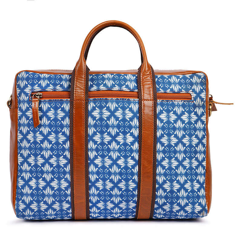 kalamkari office laptop bag lotus print