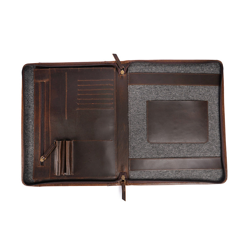 Luxury leather padfolio open