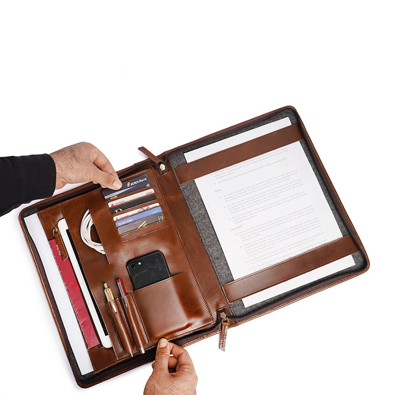 leather legal folder zipper