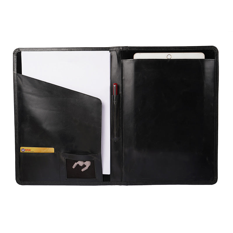 black leather file folder