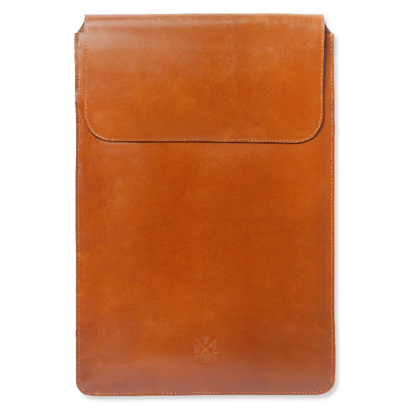 Brown leather sleeve on a white background