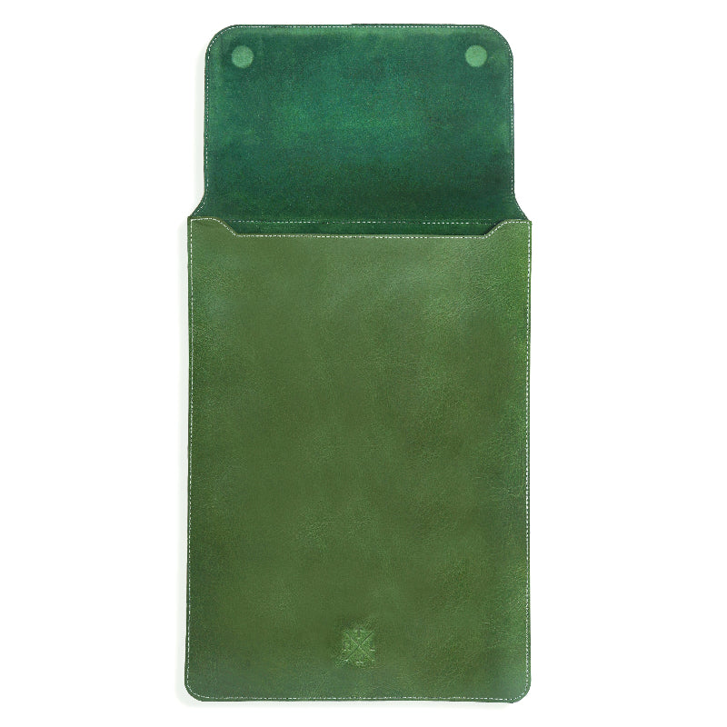 Green leather Case on a white background