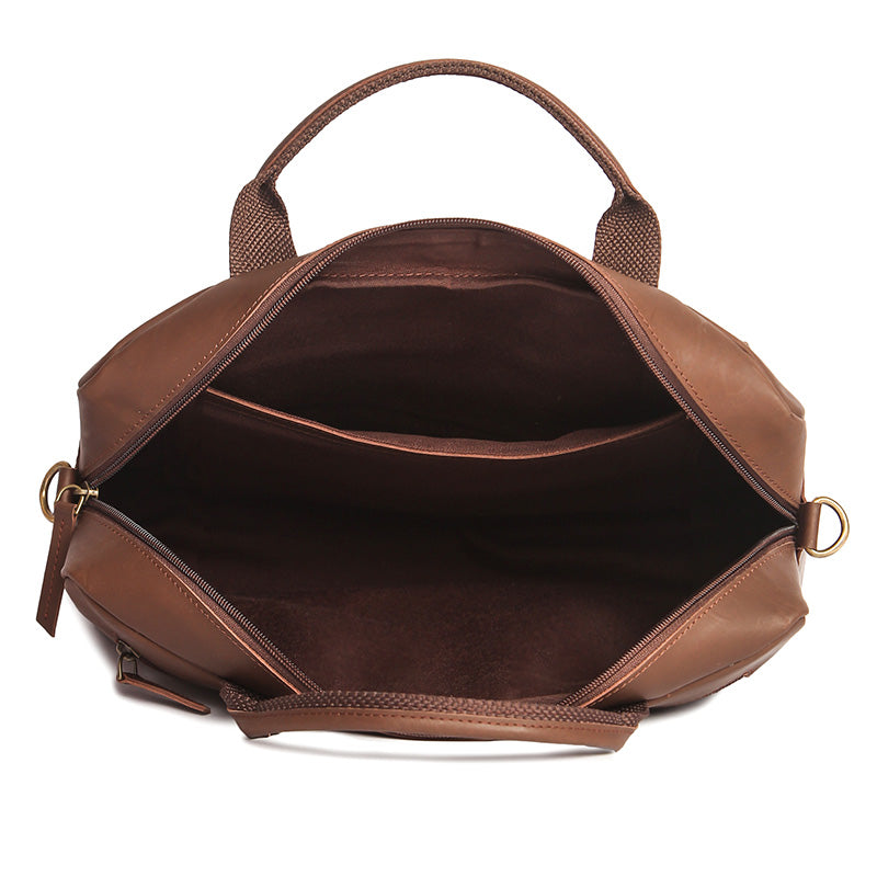 leather office messenger laptop bag zipper