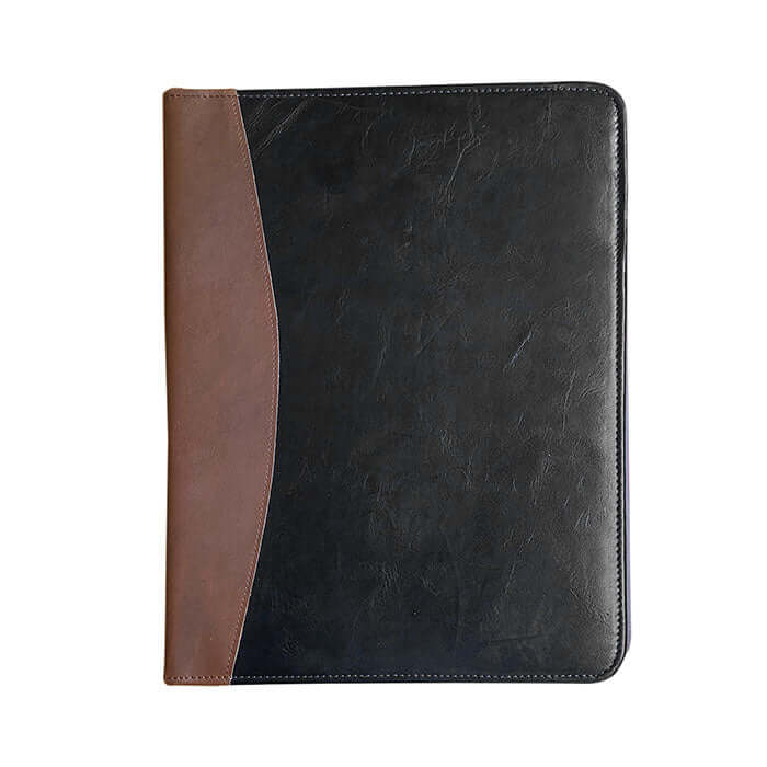 black & brown leather warehouse non zipper file folder