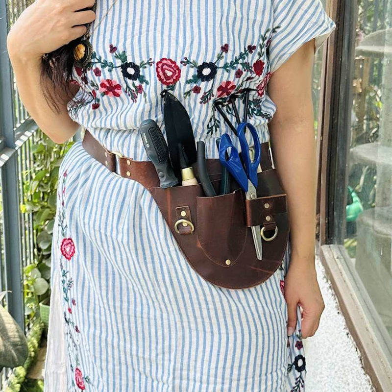 leather florist tool belt -Rust Leather