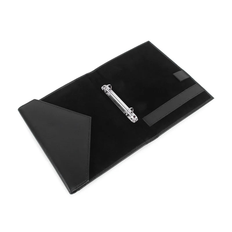 Black folder with a clip on a white background