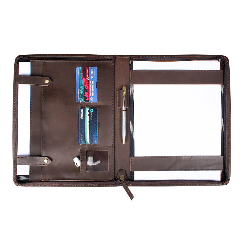 Leather padfolio A4 open