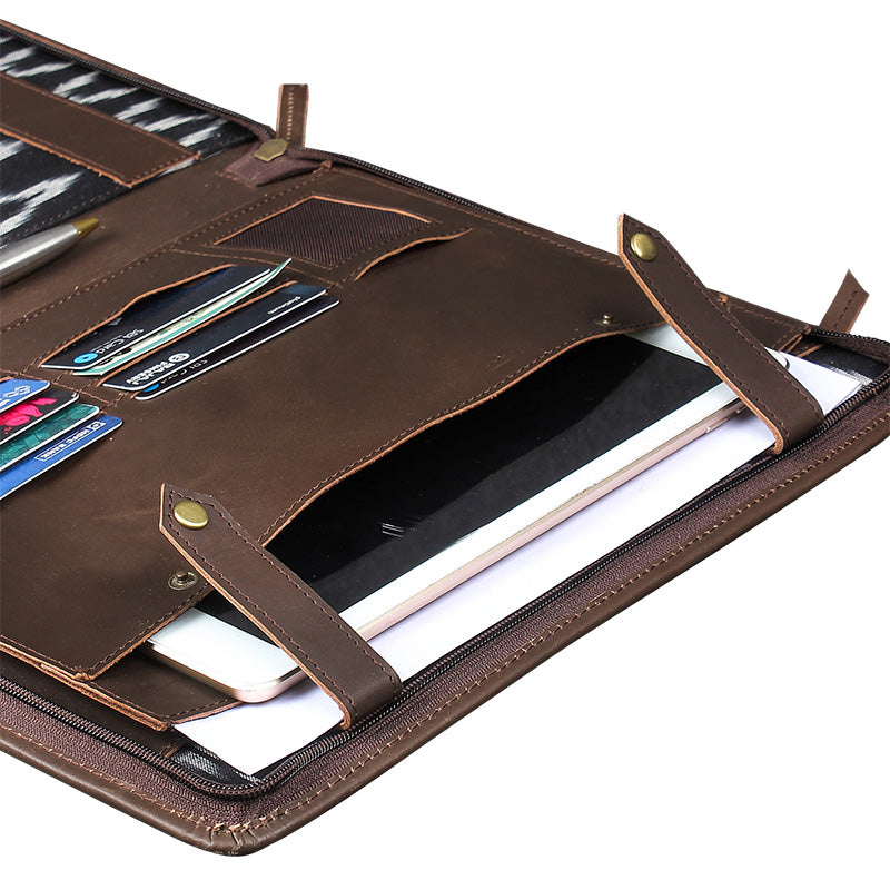 Leather padfolio A4 with pocket