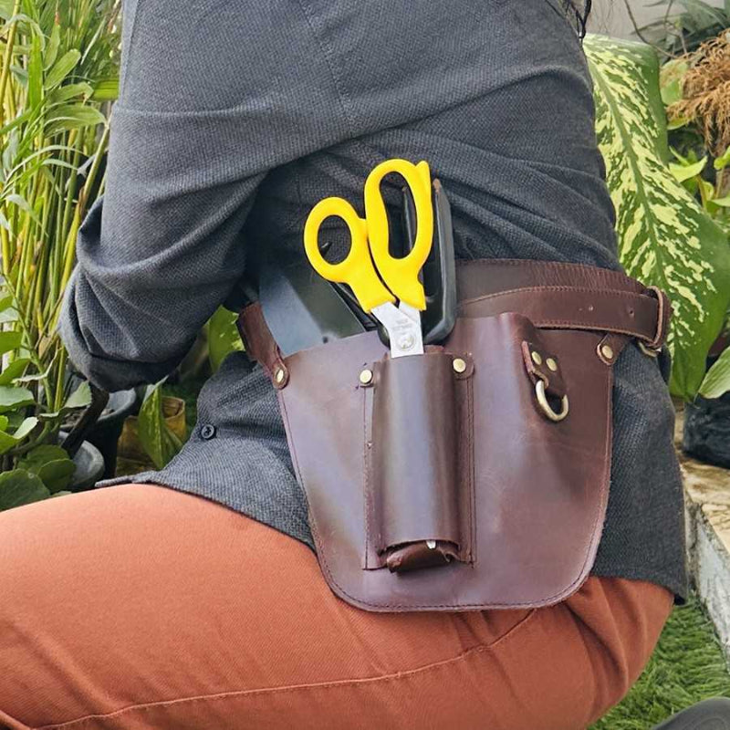 personalized leather gardening tool belt organizer - Rust Personalised Tool Belt