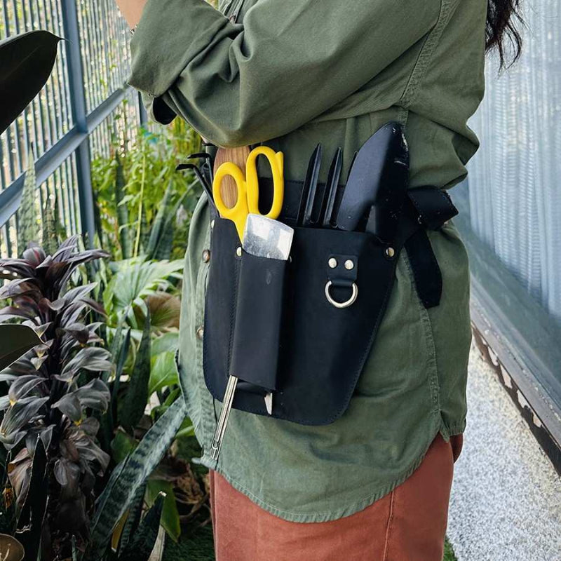personalized leather gardening tool belt organizer - Black Leather Personalised Tool Belt