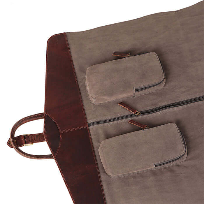 Leather garment bag for travel
