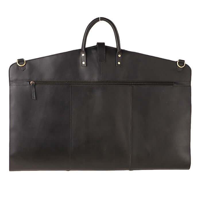 leather travel suit bag back zipper