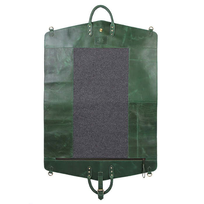 Leather foldable garment bag outside
