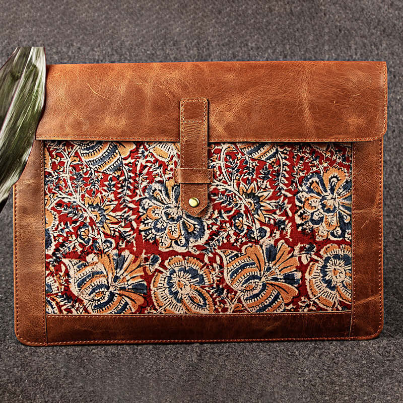 Red kalamkari laptop bag