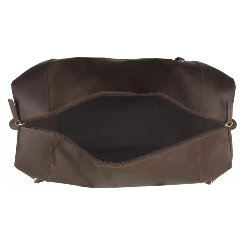 Brown leather bag on a white background