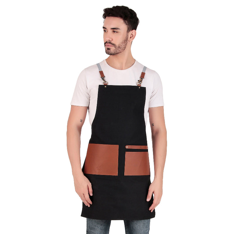 Front Black Leather Aprons