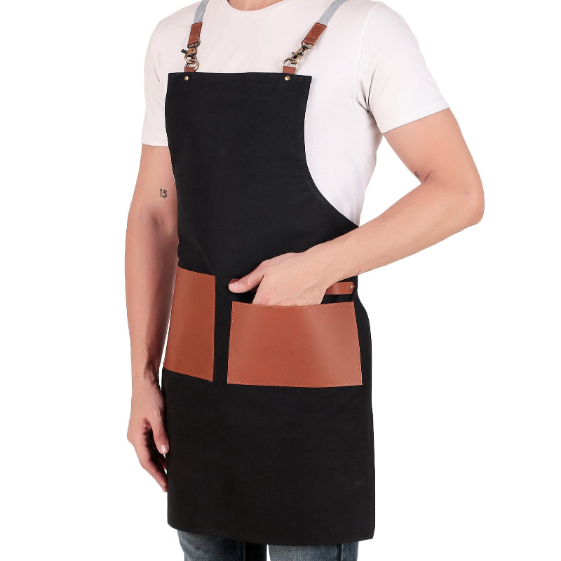 Left Black Leather Apron