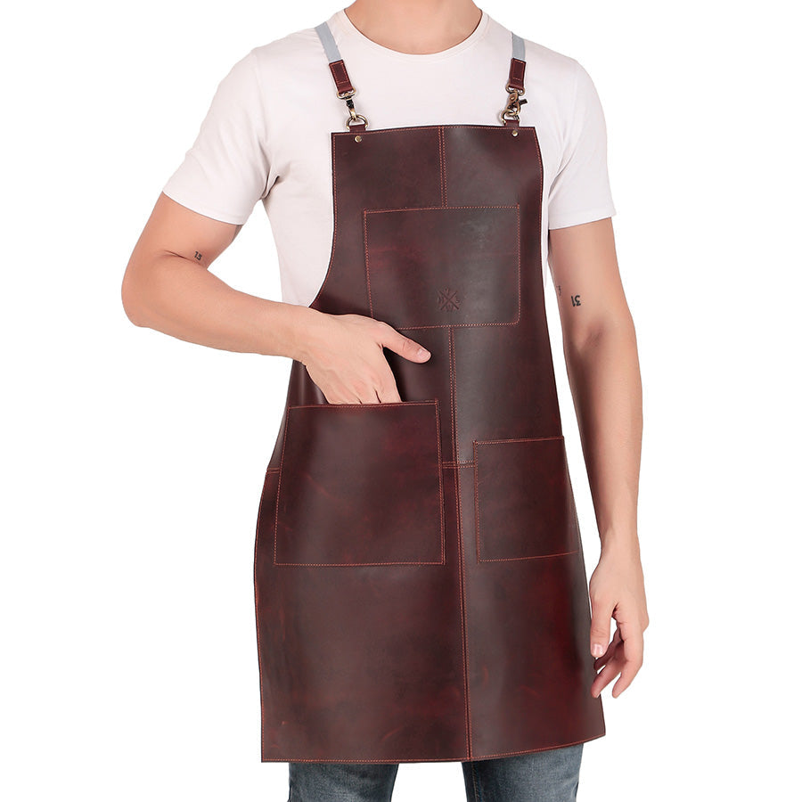 Personalized Leather Grill Aprons for Men & Women
