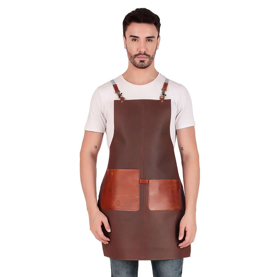 Leather personalized BBQ apron for home chefs