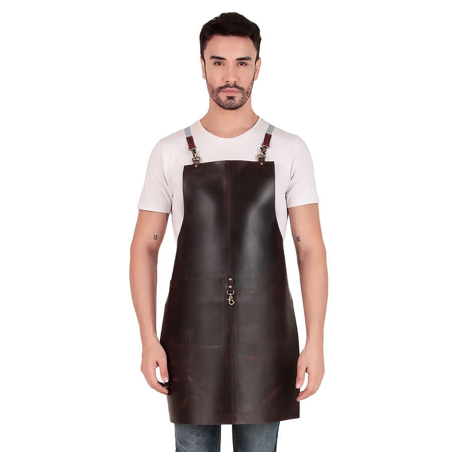 Full-length leather apron for butchers whole animals