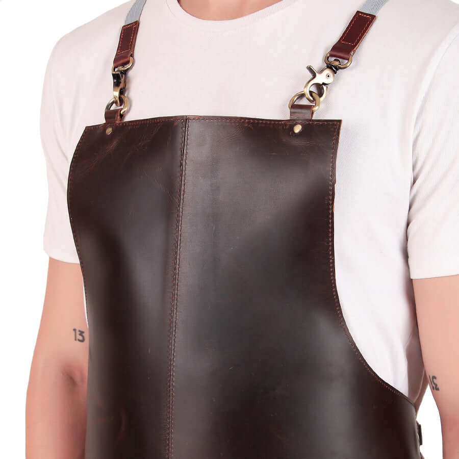 Heavy-duty leather apron for butchering in USA