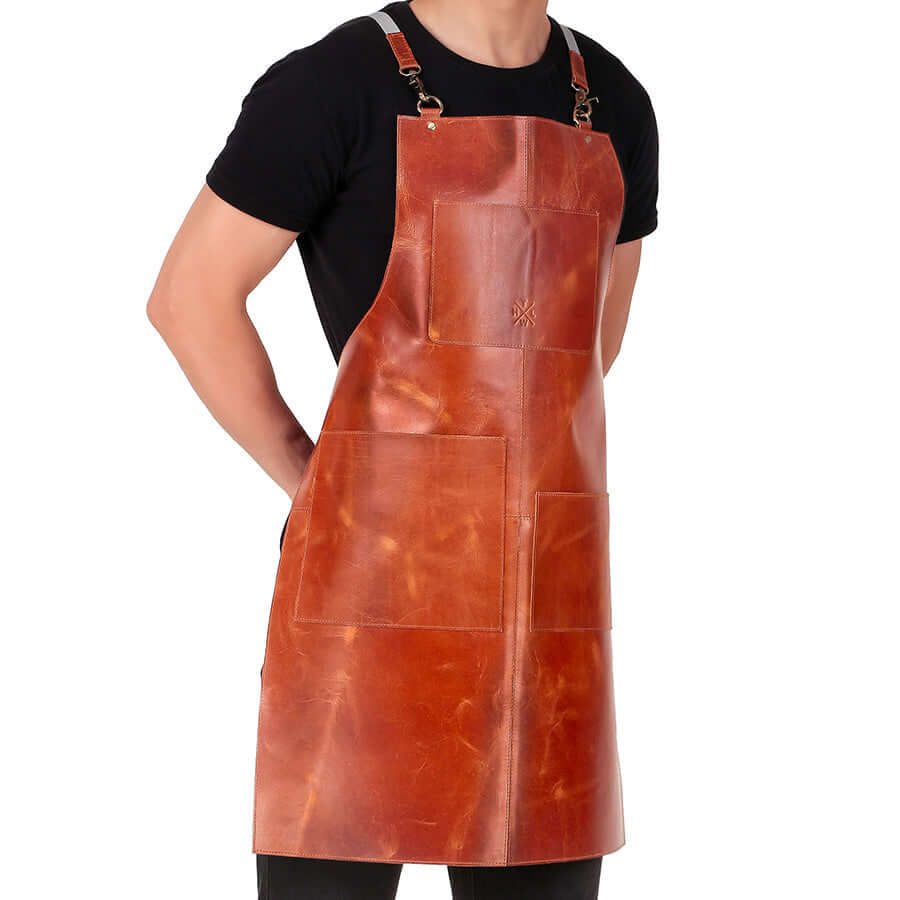 leather cooking apron with personalization