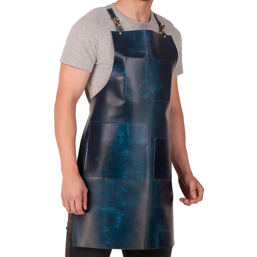 Customizable full-grain leather BBQ apron