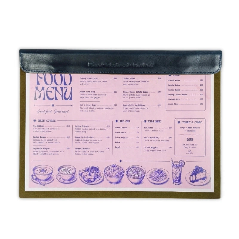 Personalized Leather Menu Cover