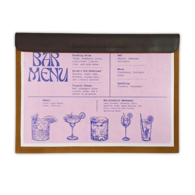 Personalized Leather Menu Cover