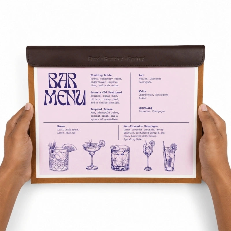 Personalized Leather Menu Cover