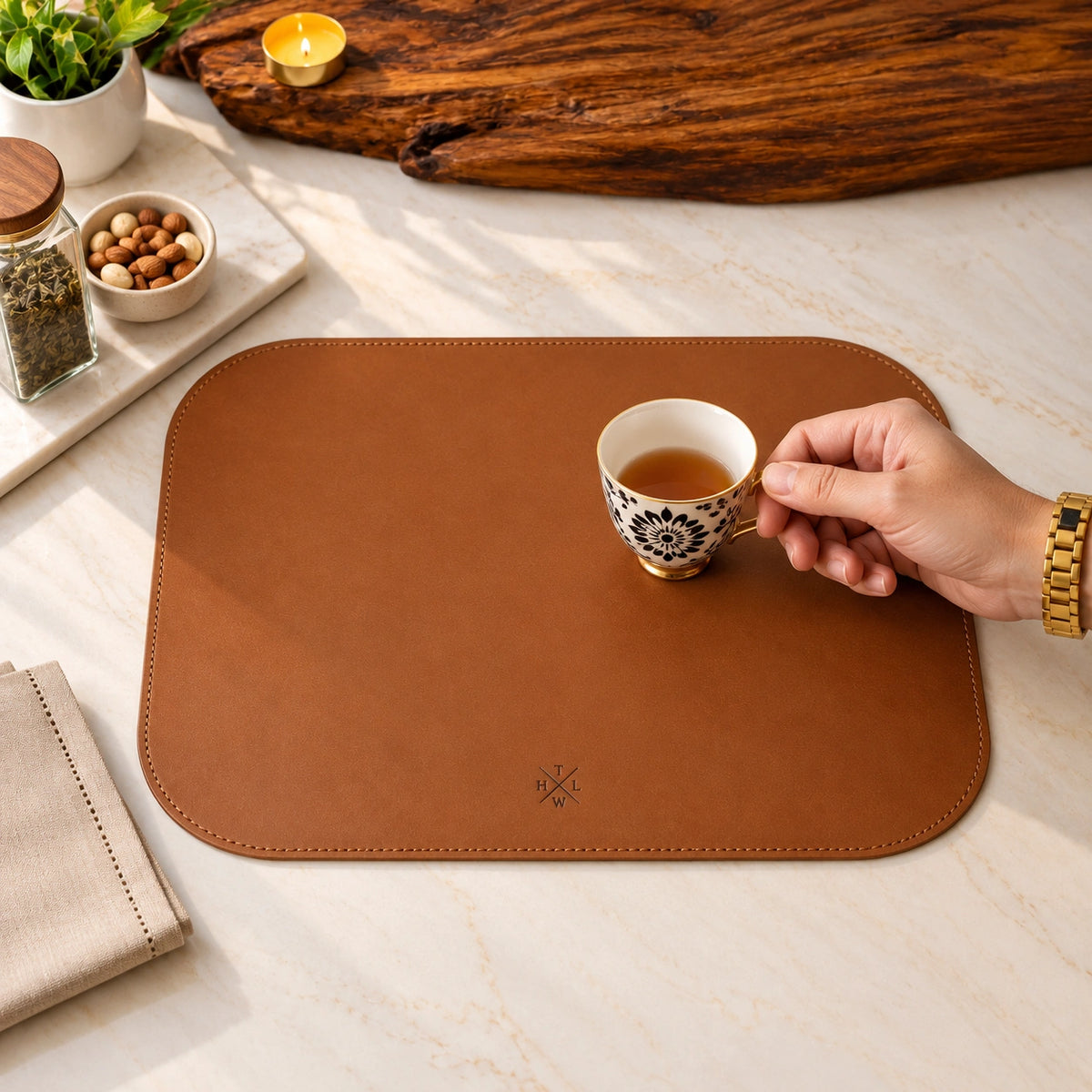 Black Leather Placemats for Table