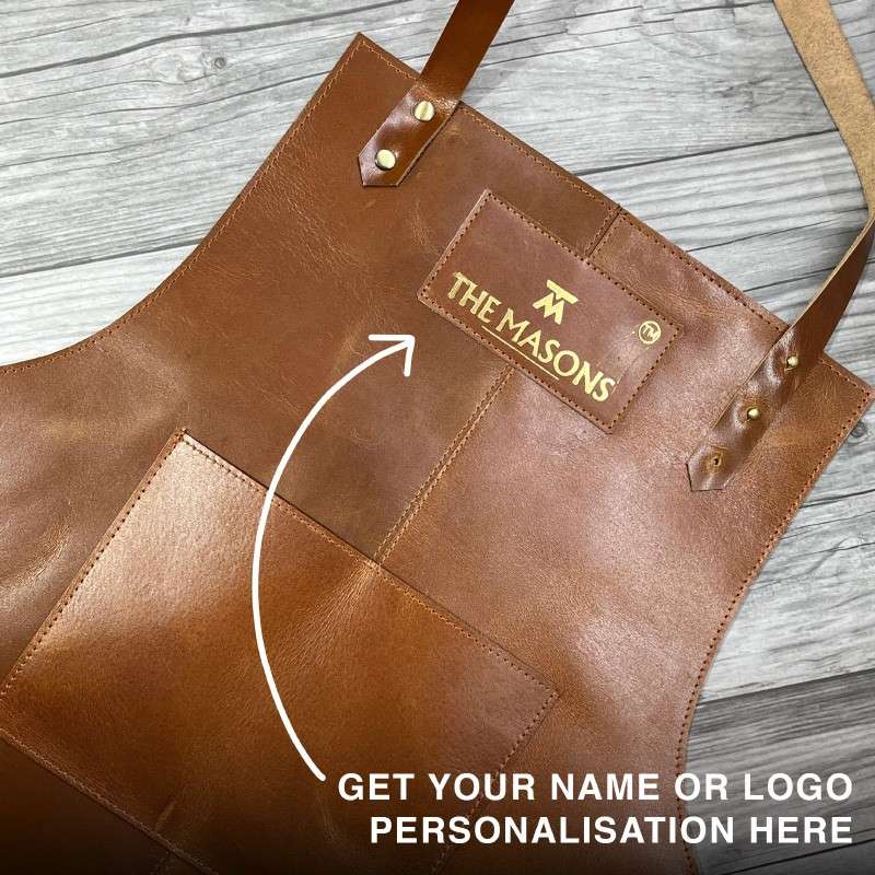 leather apron with personalized name embossing